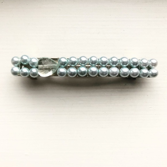 Vintage Accessories Vintage Baby Blue Pearl Bead Hair Clip Barrette